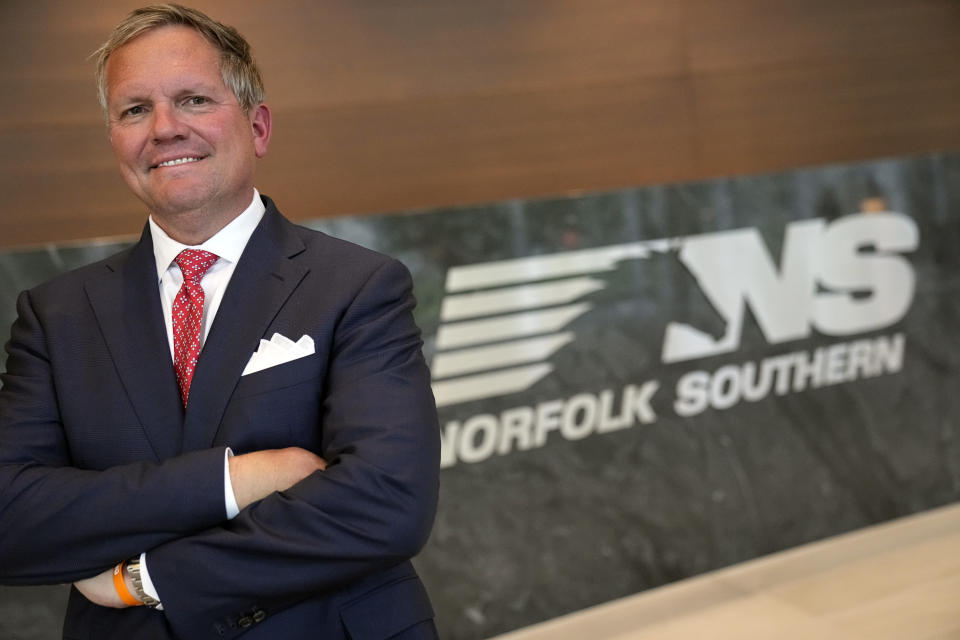 Norfolk Southern Railroad ceo Alan Shaw poses for a portrait Wednesday, June 21, 2023, in Atlanta. (AP Photo/John Bazemore)