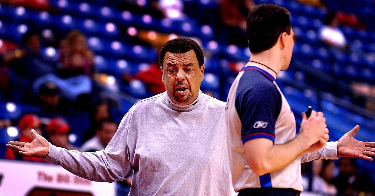 Fayetteville Patriot's head coach Jeff Capel reacts to a call by the referee during a 2004 game against the Roanoke Dazzle.