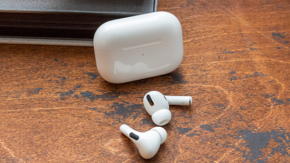 The AirPods Pro laid out on a desk