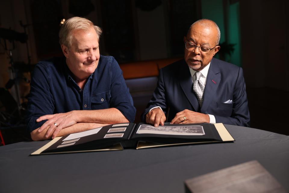 Jeff Daniels and Henry Louis Gates Jr. on the Jan. 10, 2023, episode of the PBS series "Finding Your Roots."