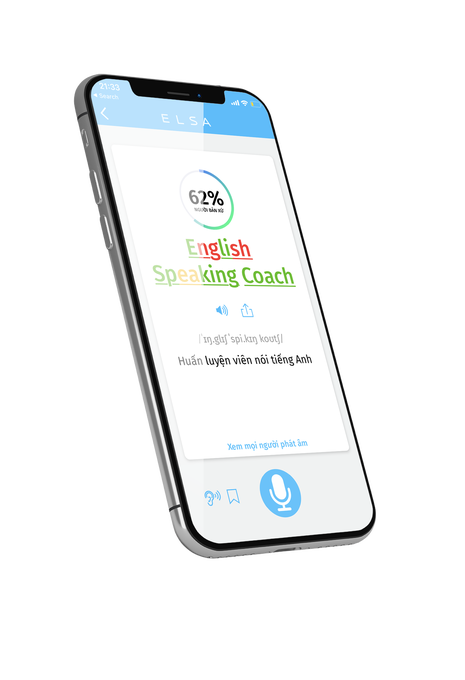 Smartphone with English pronunciation app ELSA open on it
