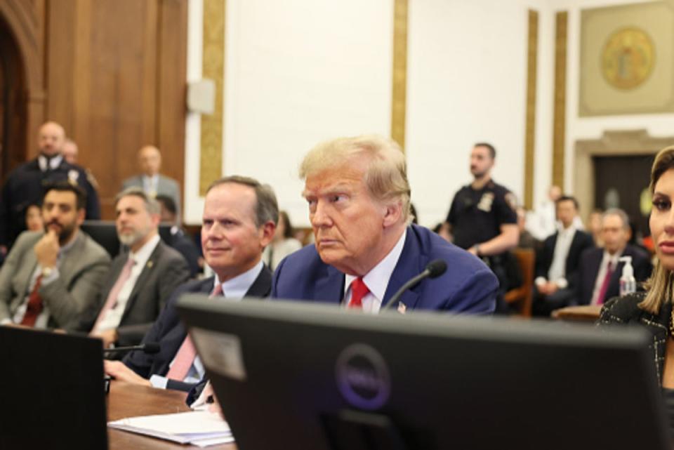 Former U.S. President Donald Trump sits in the courtroom during his civil fraud trial at New York Supreme Court on January 11, 2024 in New York City. (Getty Images)