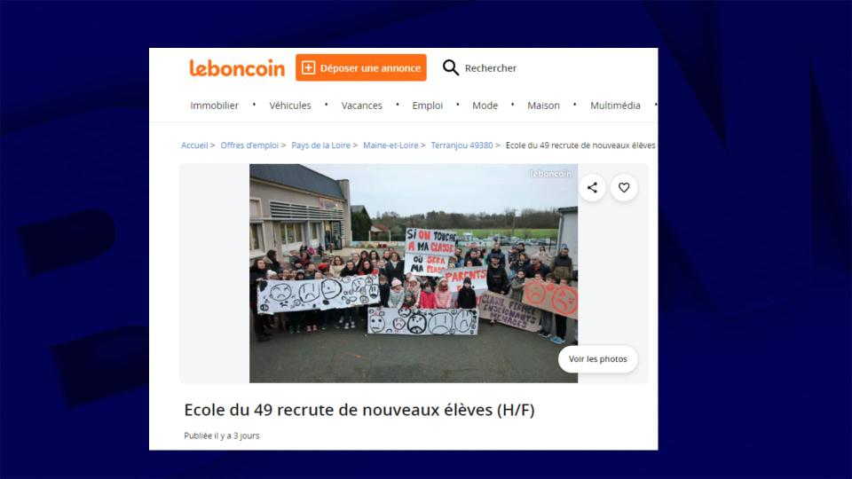 L'école primaire des Gogagnes, dans le Maine-et-Loire, se mobilise pour trouver de nouveaux élèves, notamment via Leboncoin. - APE NDA 49 / BFMTV