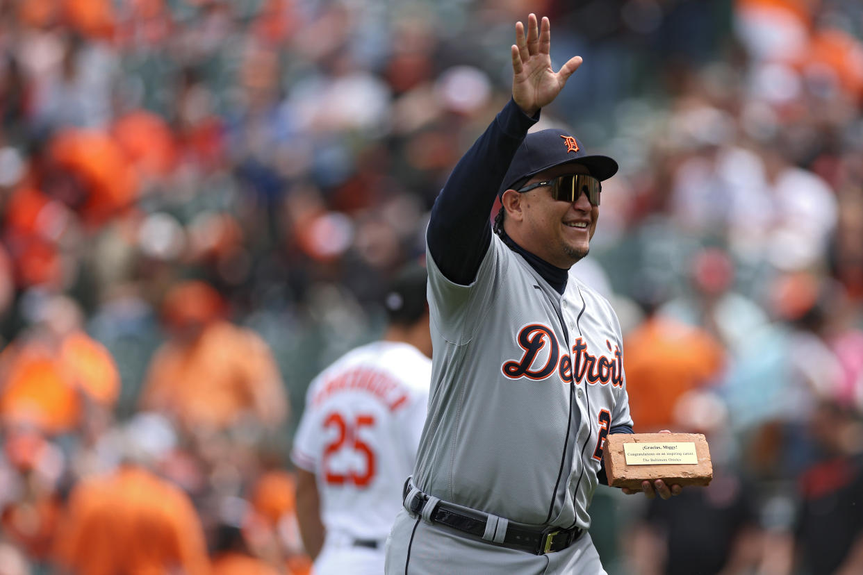 Future Hall of Famer Miguel Cabrera was honored everywhere he played in 2023. (Patrick Smith/Getty Images)