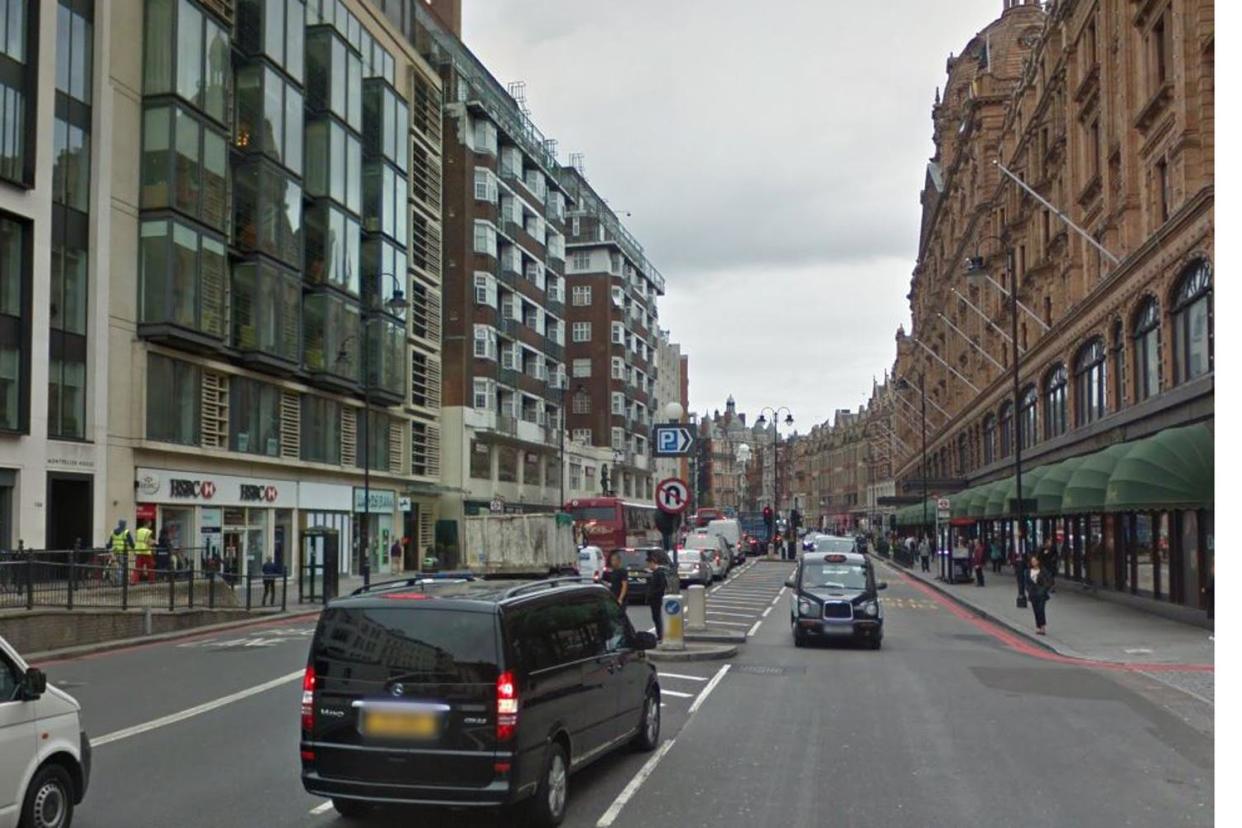Bomb hoax: A man has been arrested over a threat made on the same street as Harrods in 1999: Google Maps