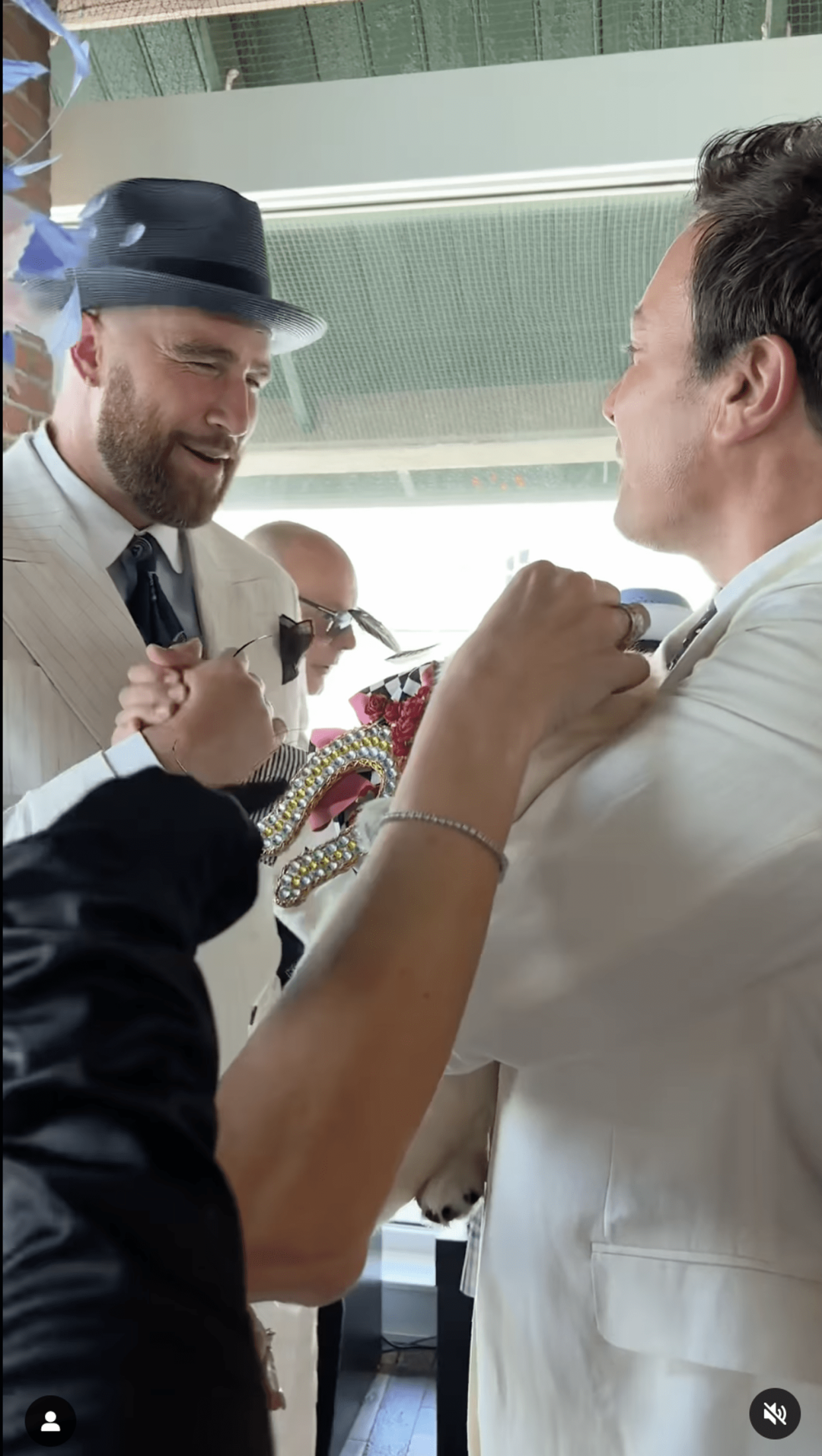 Travis Kelce hangs out with Jimmy Fallon before the Kentucky Derby. (Instagram)
