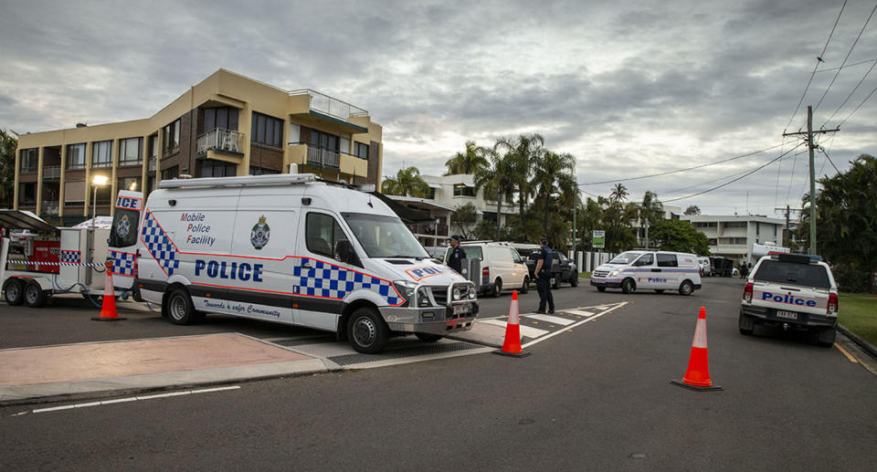 Police at the scene of a police operation at Alexandra Heads on Saturday. Source: AAP
