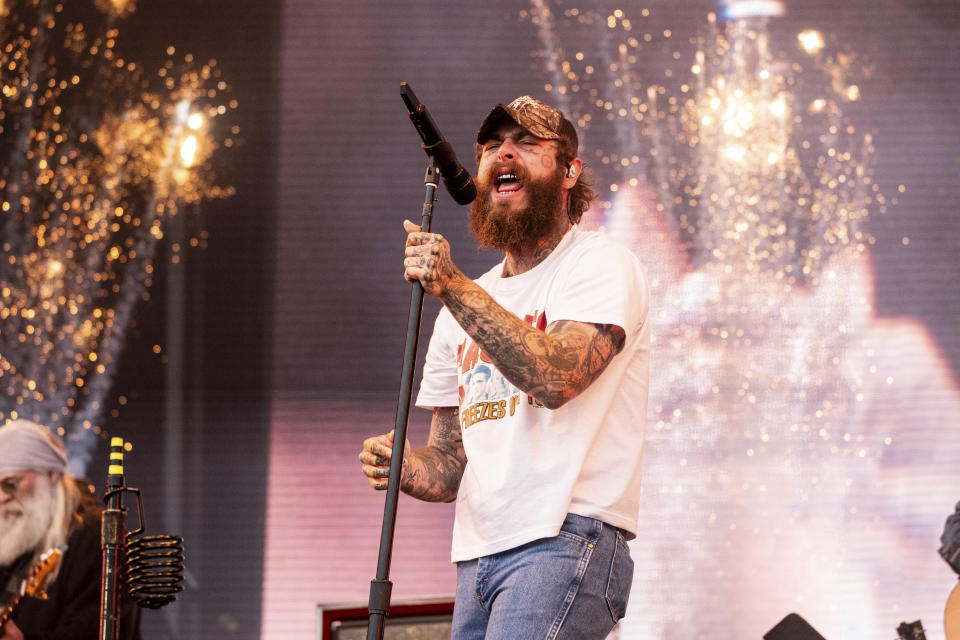 Post Malone performs at Outside Lands Music Festival on Sunday, Aug. 11, 2024, in San Francisco. (Photo by Amy Harris/Invision/AP)