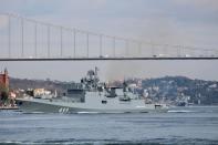 FILE PHOTO: The Russian Navy's frigate Admiral Makarov sets sail in Istanbul's Bosphorus