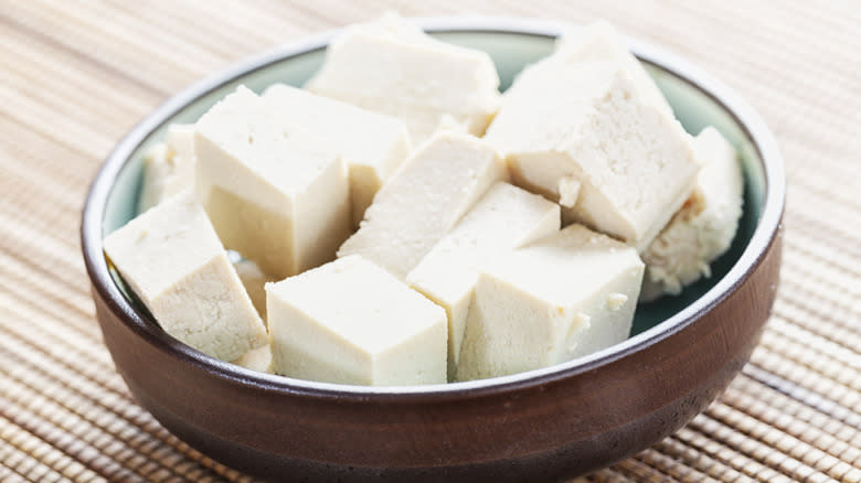 bowl of cubed tofu