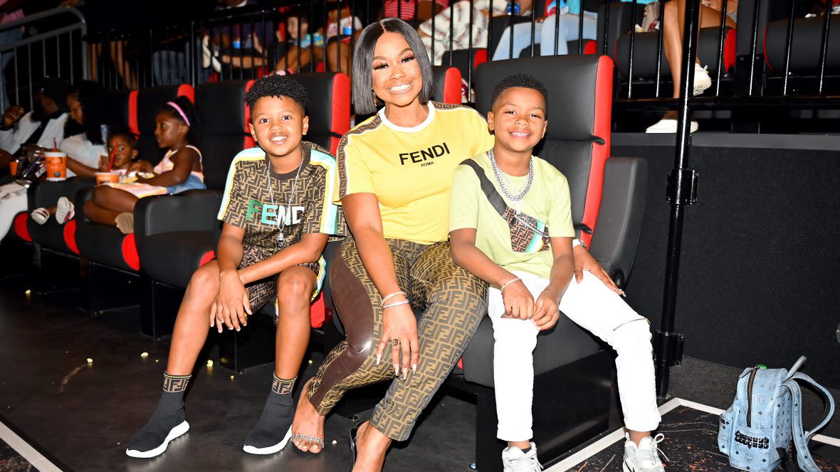 (L-R) Ayden Nida, Phaedra Parks, and Dylan Nida attend a special Atlanta screening of 'PAW Patrol: The Movie' hosted by Phaedra Parks at Regal Atlantic Station on August 15, 2021 in Atlanta, Georgia. (Photo by Derek White/Getty Images for Paramount Pictures)