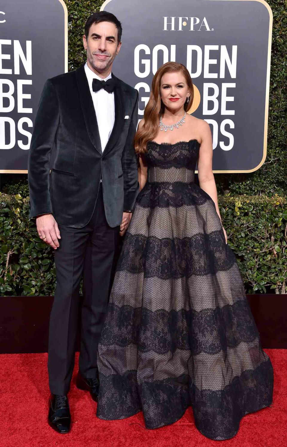 Sacha Baron Cohen and Isla Fisher attend the 76th Annual Golden Globe Awards at The Beverly Hilton Hotel on January 6, 2019 in Beverly Hills, California