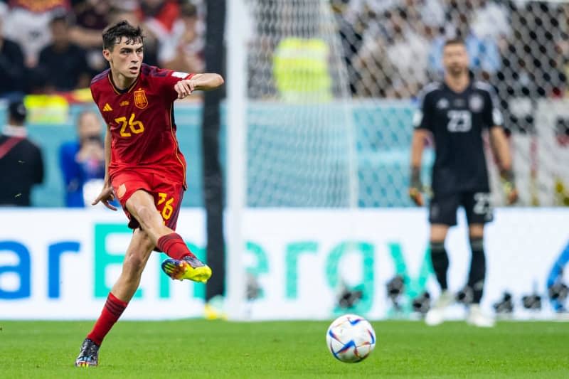 Spain's Pedri in action during the 2022 Fifa world cup Group E soccer match between  Spain and Germany. Tom Weller/dpa