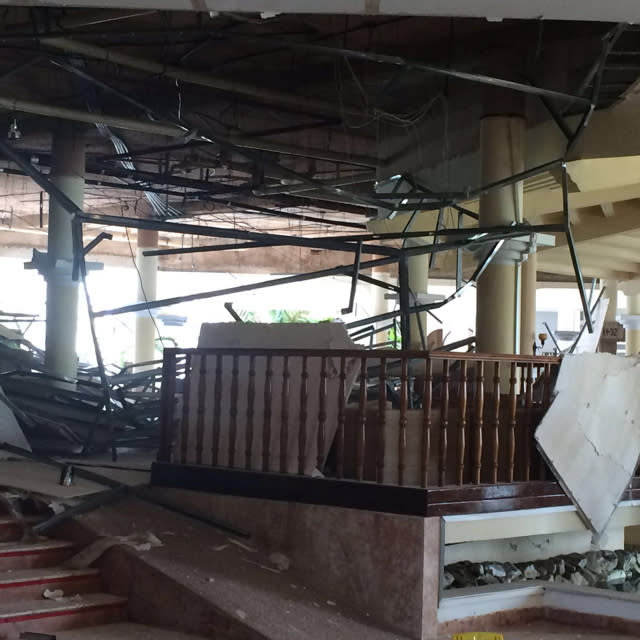 Couple's horror as hotel roof collapses during wedding rehearsal