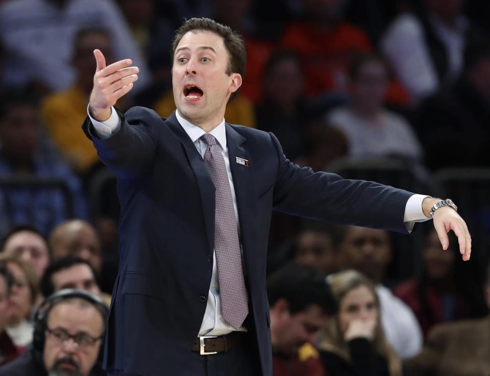 Richard Pitino has the added bonus of answering questions about his dad while preparing for the NCAA tournament. (AP)