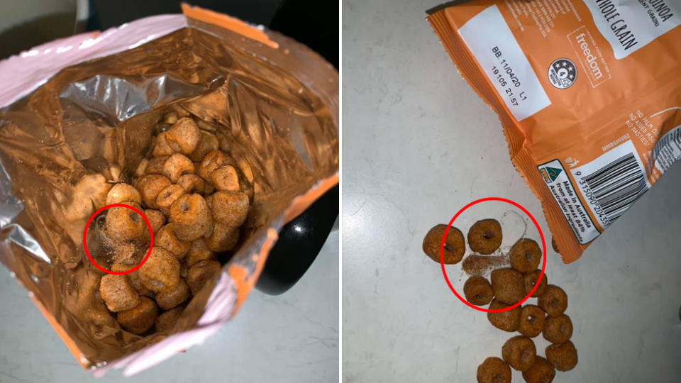 Two photos show a hairball a Perth mum claims to have found in her daughter's chips.