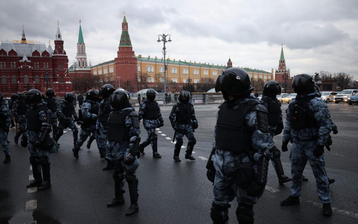 Russian riot police officers in Moscow - DIMITAR DILKOFF /AFP via Getty Images