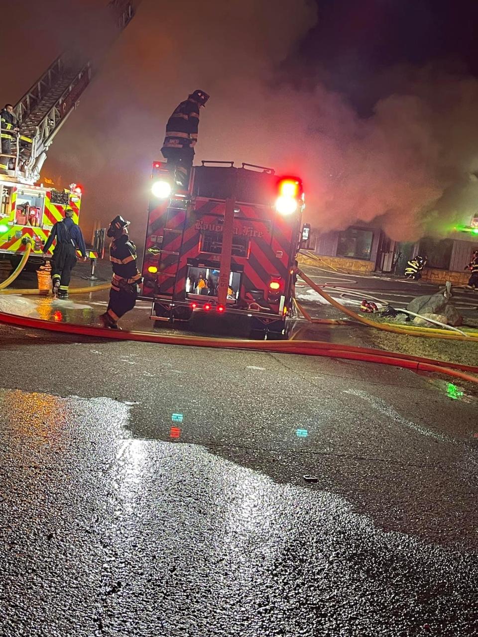 Fire crews from throughout Portage County battled a fire at a Charlestown business Thursday night.