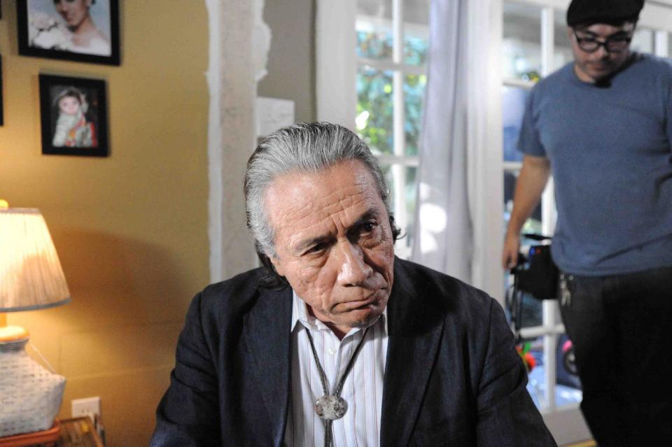 This publicity photo provided by Pantelion Films shows Edward James Olmos in a scene from the film, "Filly Brown." The film releases on April 19, 2013. (AP Photo/Pantelion Films/Lionsgate, John Castillo)