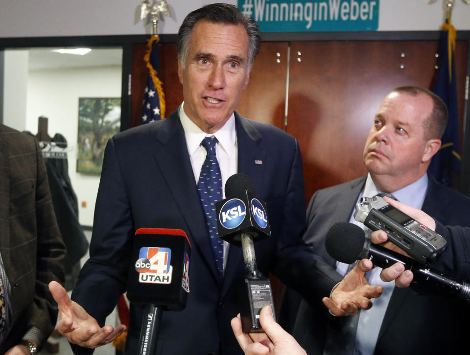 Utah Republican Sen. Mitt Romney speaks with reporters on Friday, Jan. 18, 2019, in Ogden, Utah. (Photo: Rick Bowmer/AP)