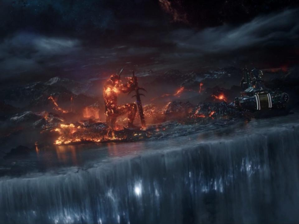 The destruction of Asgard in "Thor: Ragnarok."