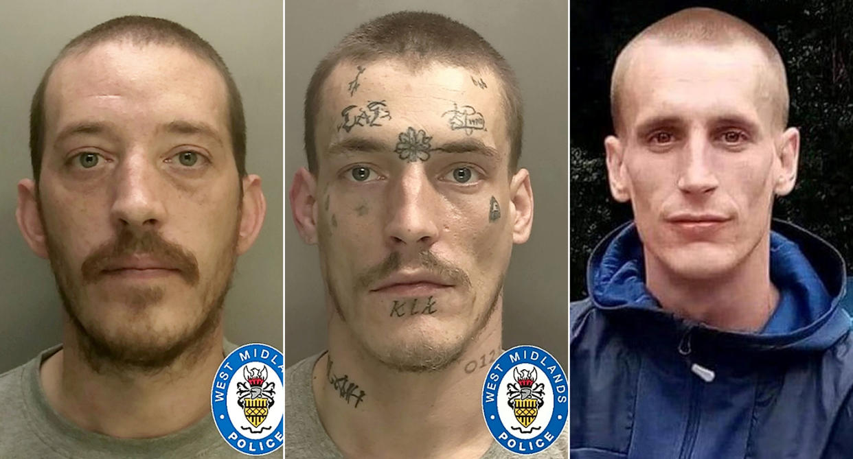 David Rogers (left) and Samuel Rogers (centre) have both been jailed for killing their brother Thomas Rogers (right) in a horrifying attack. (SWNS)