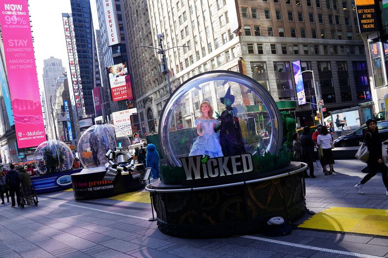 FILE PHOTO: A display for the Broadway show 'Wicked' is pictured on Times Square in the Manhattan borough of New York