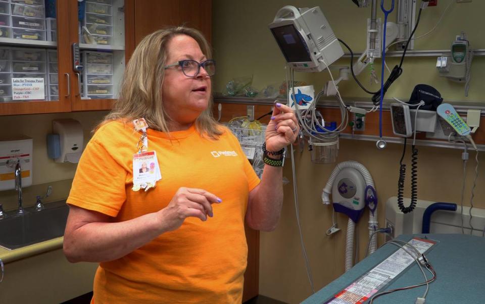 Dr. Rebecca Reamy, chief of pediatrics and medical director of the pediatric emergency department at Piedmont Columbus Regional, talks about the dangers of button batteries during a recent interview with the Ledger-Enquirer. 05/04/2023