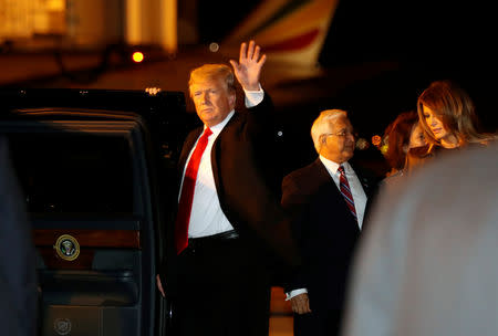 U.S. President Donald Trump and first lady Melania Trump arrive ahead of the G20 leaders summit in Buenos Aires, Argentina November 29, 2018. REUTERS/Kevin Lamarque