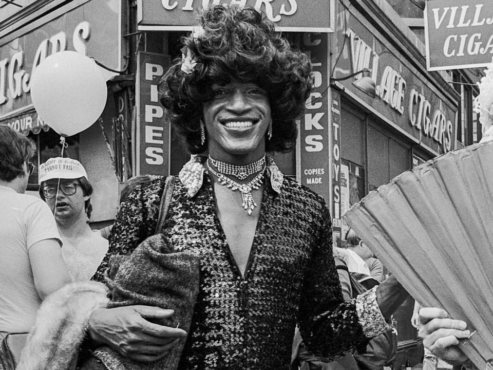 Marsha P. Johnson and others at the 1982 Pride March.