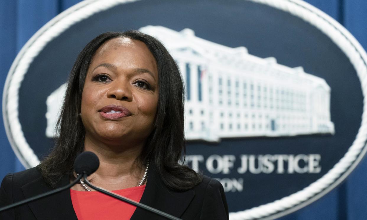 <span>Kristen Clarke speaks during a news conference at the justice department in Washington DC in August 2022. </span><span>Photograph: Manuel Balce Ceneta/AP</span>
