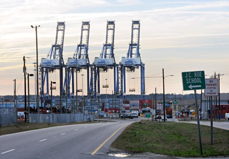 Cranes at the North Carolina State Ports in 2015, a couple of years after they appeared in an iconic scene in "Iron Man 3."