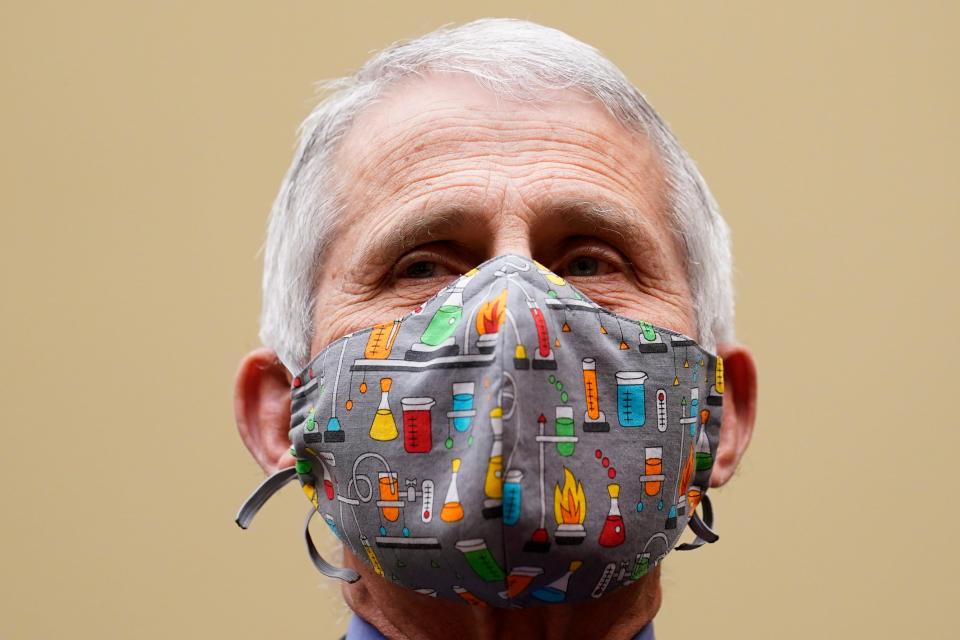 Dr. Anthony Fauci, the nation's top infectious disease expert, testifies April 15, 2021, before a House Select Subcommittee on the Coronavirus Crisis hearing on Capitol Hill in Washington, D.C.