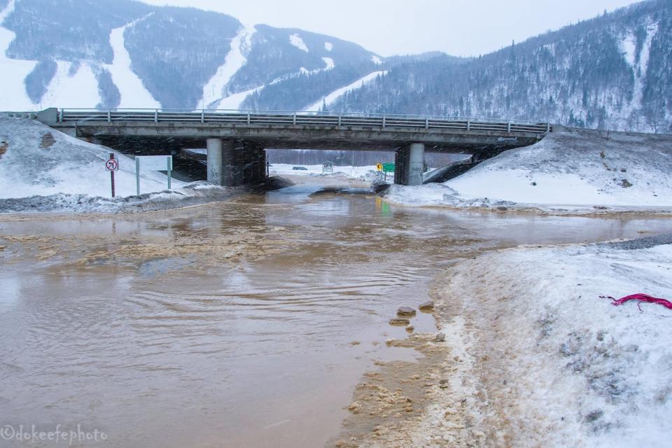 Roadways near Marble Mountain flooded Sunday morning. 