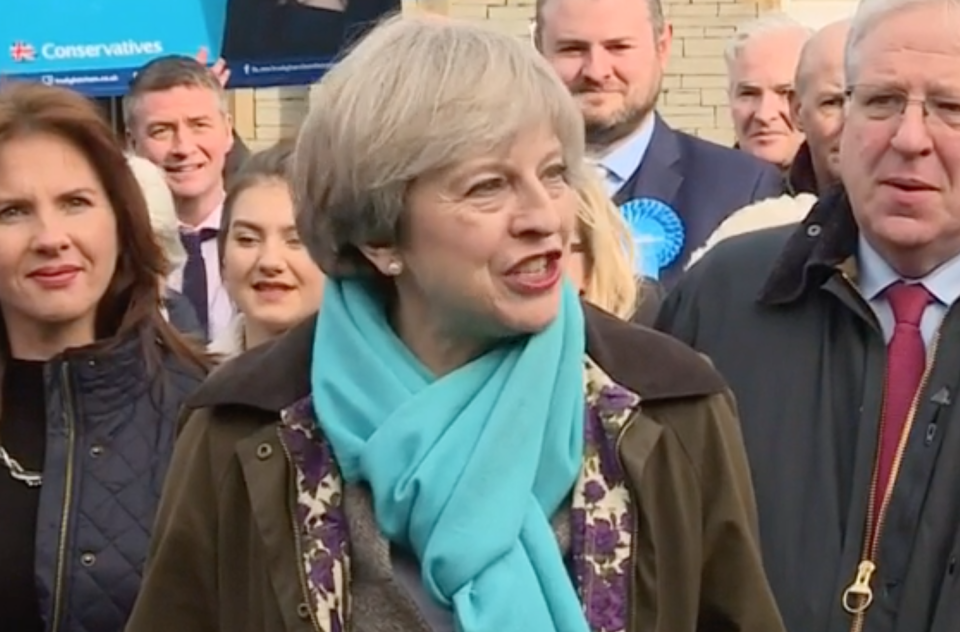 Theresa May in Copeland this morning: BBC