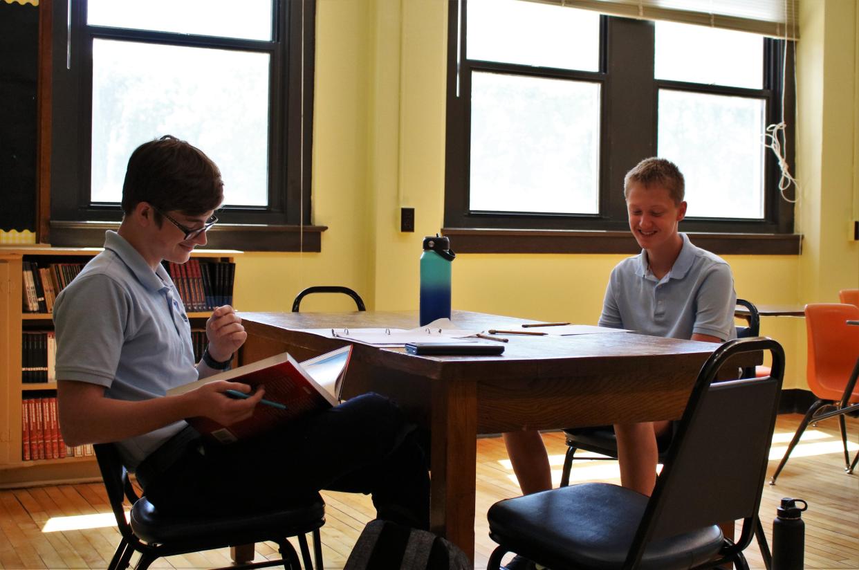 Cornerstone students begin study hall Friday afternoon.