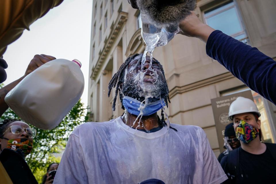 pepper spray washington dc george floyd black lives matter protest milk water