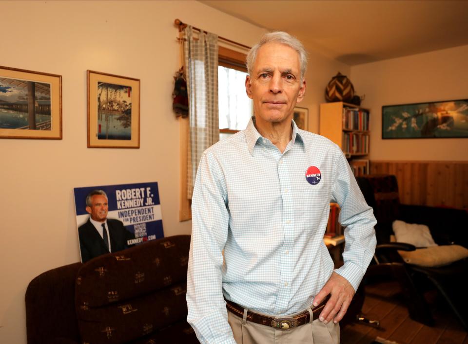 Paul Jaffe is a volunteer who will be helping Robert F. Kennedy Jr.'s campaign gather tens of thousands of signatures starting on April 16 to get Kennedy on New York's ballot as an independent candidate to compete against President Joe Biden and Donald Trump in November. Here he is pictured at his home in Tallman, April 11, 2024.