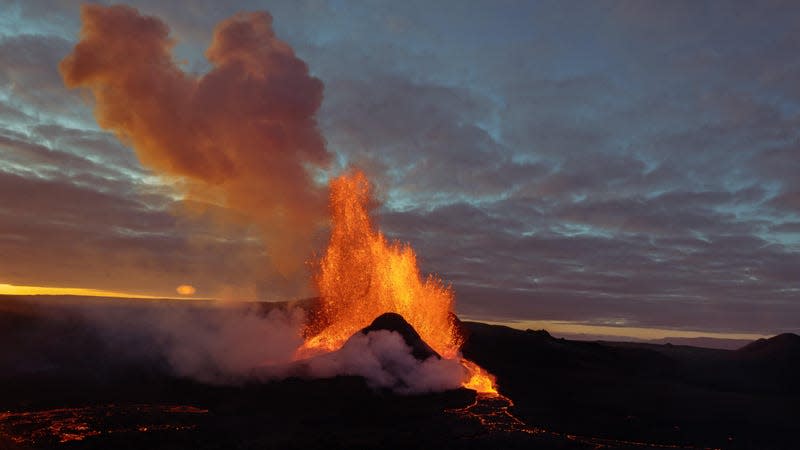 Photo of erupting volcano