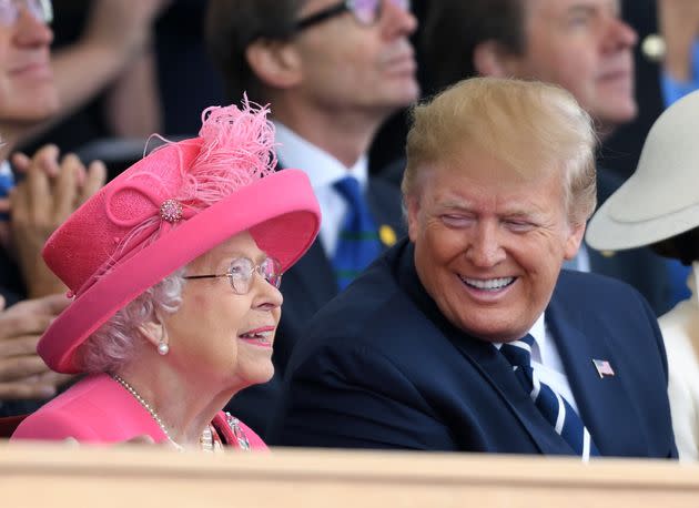 Queen Elizabeth II and then-President Donald Trump attended an event together in 2019 to mark the 75th Anniversary of D-Day. (Photo: Karwai Tang/WireImage via Getty Images)
