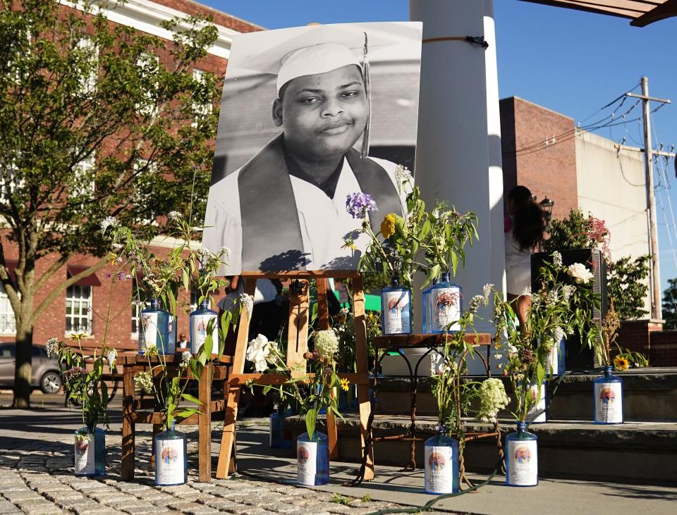 Supporters atttend a vigil for Sean Harris at Hezekiah Easter Park in Nyack on Friday, Jun 28, 2024. 19-year old Sean Harris of Central Nyack, died May 30, 2023, after a lengthy standoff with the Clarkstown Police in his home.