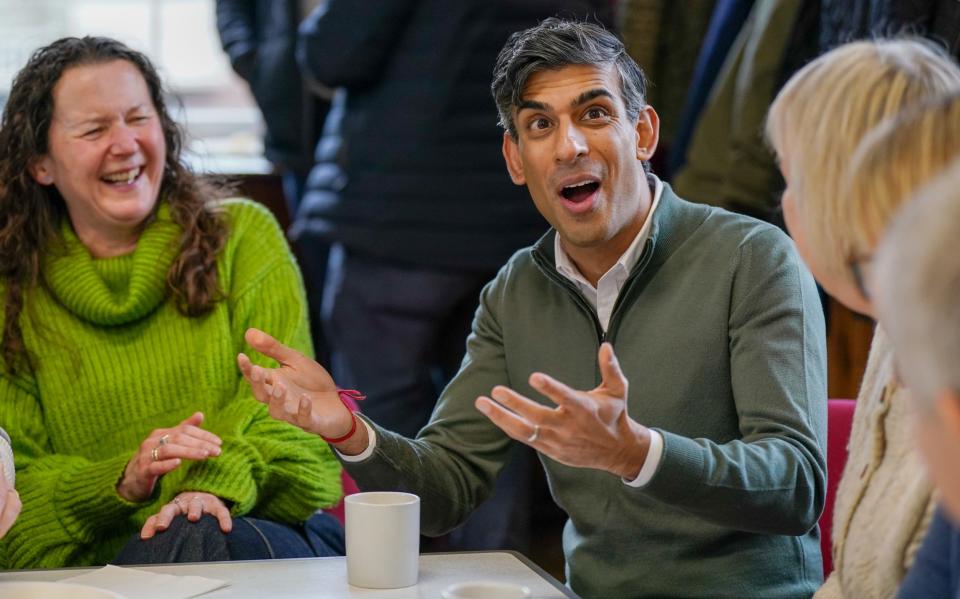 Rishi Sunak meets with constituents as he visits Muker Hall in North Yorkshire