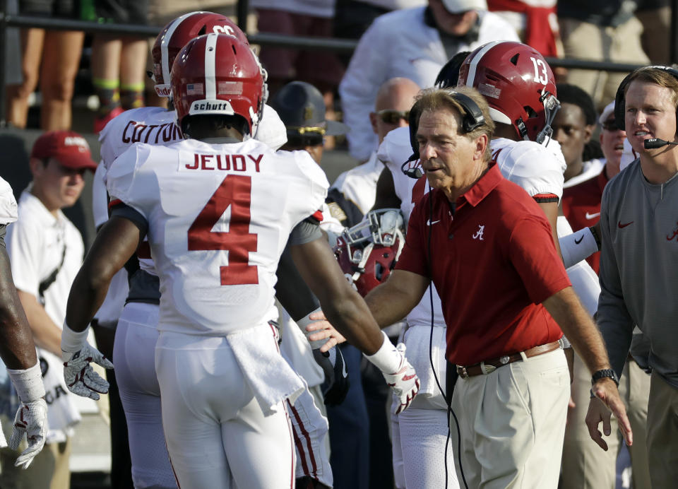 Nick Saban’s Alabama team looks pretty well unbeatable again this season. (AP)