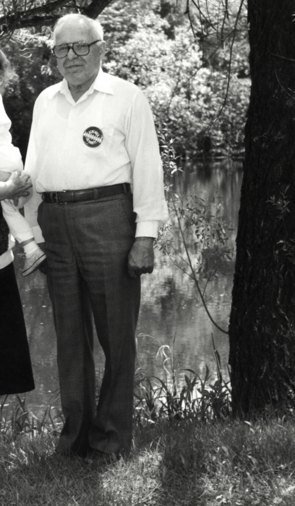 FILE- In this May 22, 1990, file photo, Michael Karkoc stands in Lauderdale, Minn. Karkoc, a retired Minnesota carpenter whom The Associated Press exposed as a former commander of a Nazi-led unit accused of war atrocities, died Dec. 14, 2019, according to cemetery and public records. He was 100. His family maintained that he was never a Nazi or committed any war crimes. .(Chris Polydoroff/Pioneer Press via AP)