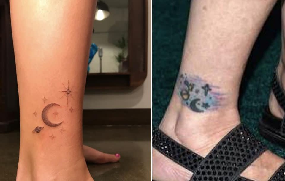 Billie's tattoo (L) was inspired by her mother's (R). Source: Instagram - @praisethelourd