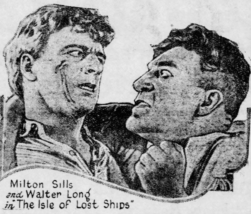 Milton Sills and Walter Long in “The Isle of Lost Ships.”