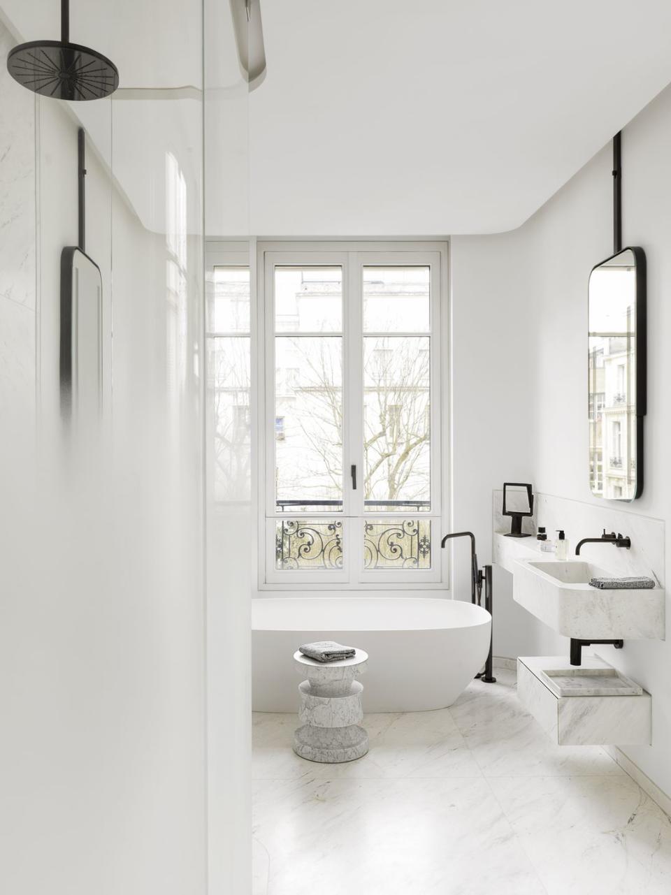 All-White Walk-In Shower