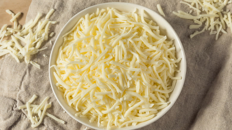 Mozzarella cheese in a bowl