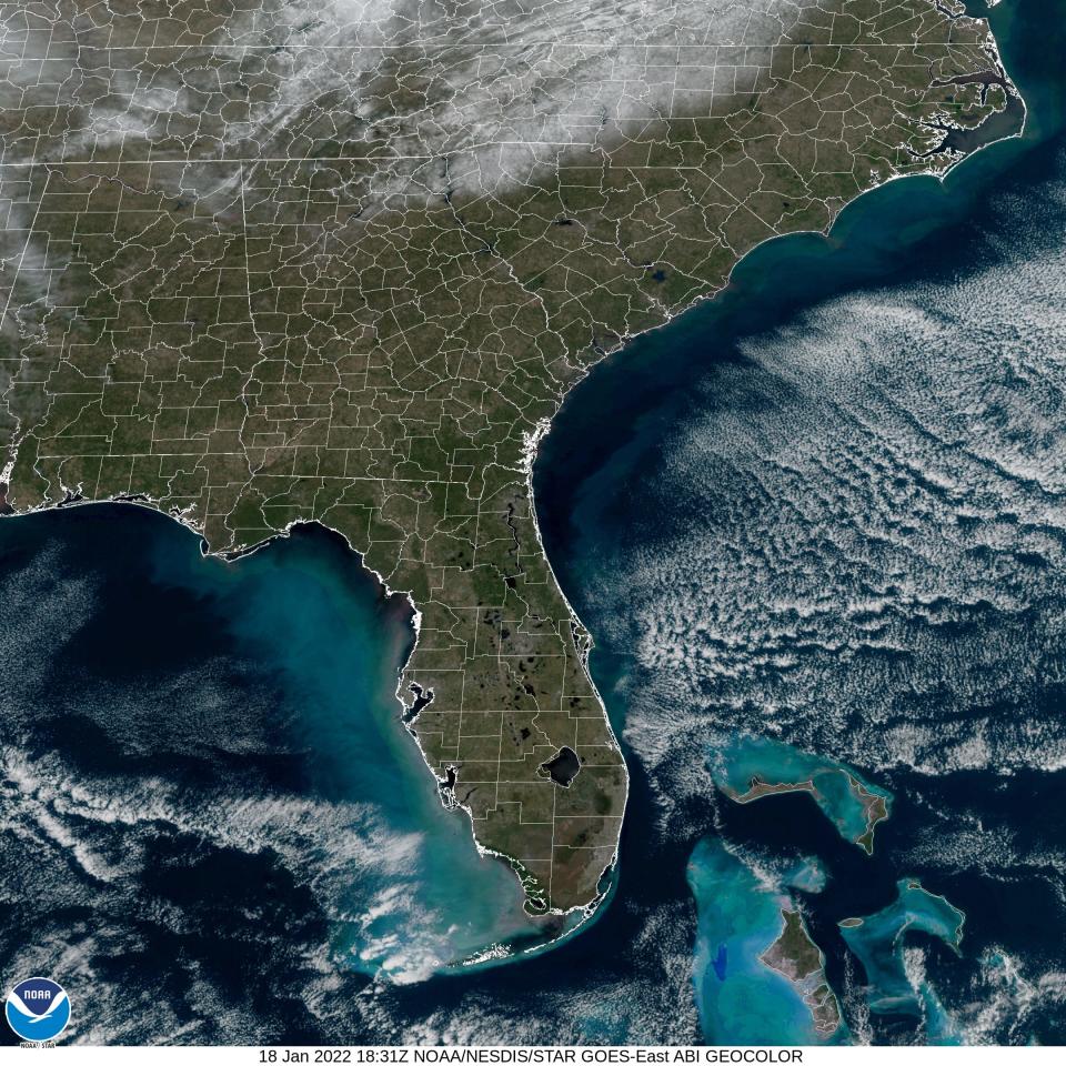 Cool weather from a major winter that swept across the East Coast over the weekend was forecast to give way to "above normal" lows in the 50-60s ahead of another cold front, a National Weather Service meteorologist Tuesday, Jan. 18, 2022.