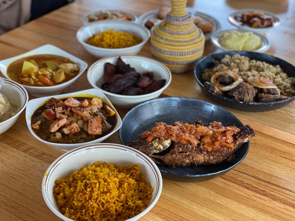 An assortment of West African dishes at Bala's Bistro in Whitehaven.